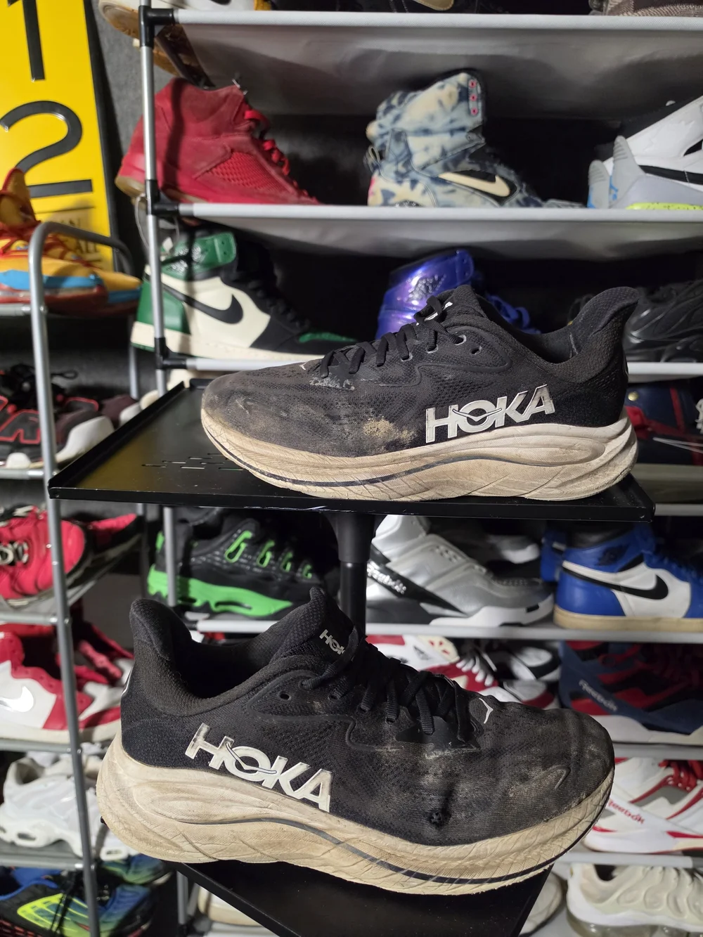 🔥 Hoka Men's Clifton 10 Men Size 11 Black and Beige Athletic Running Shoes